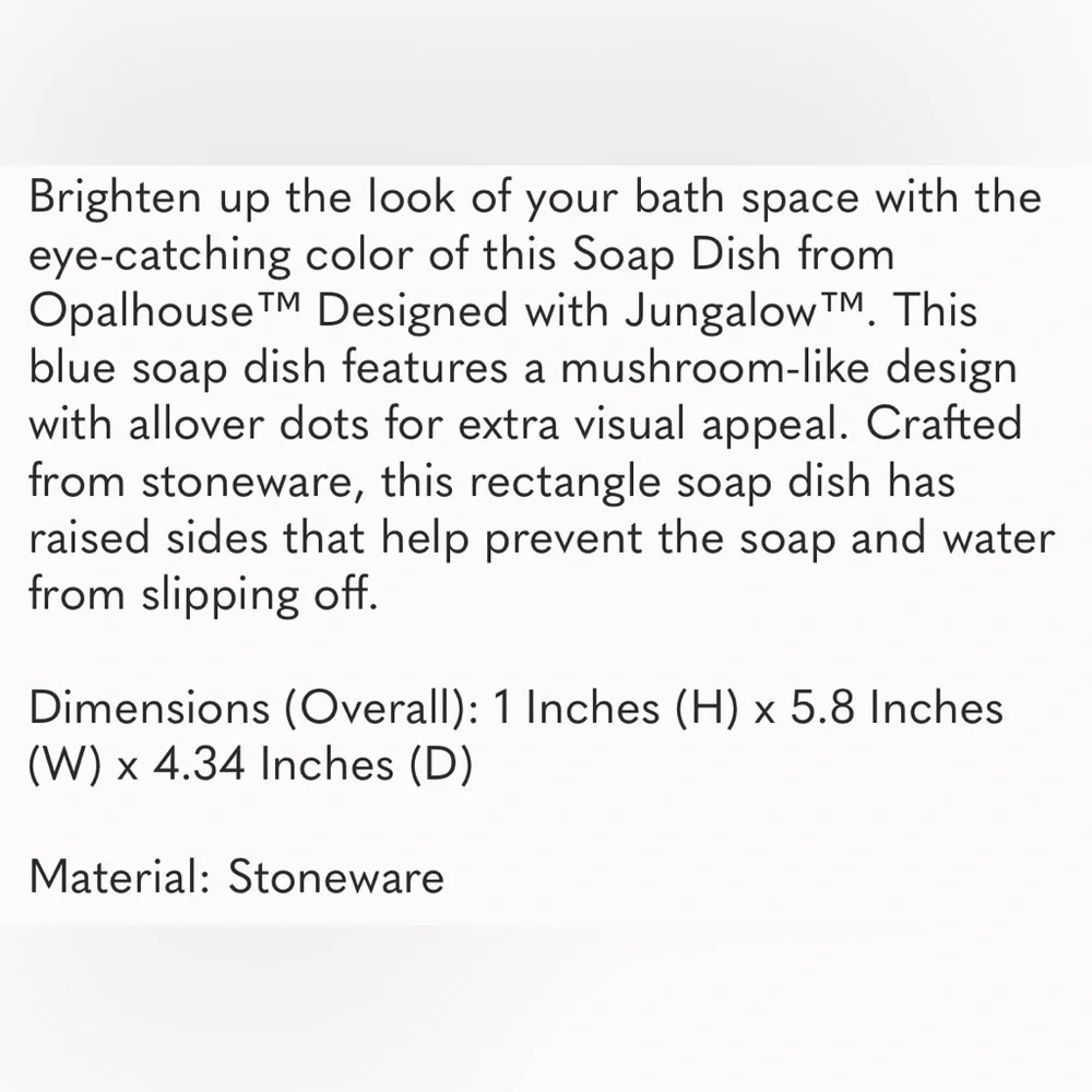 JUNGALOW X OPALHOUSE NWT stoneware soap dish -blue